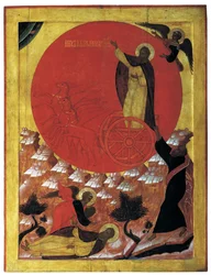 Profeten Elias og den brændende vogn, ca. 1570 (tempera på panel)